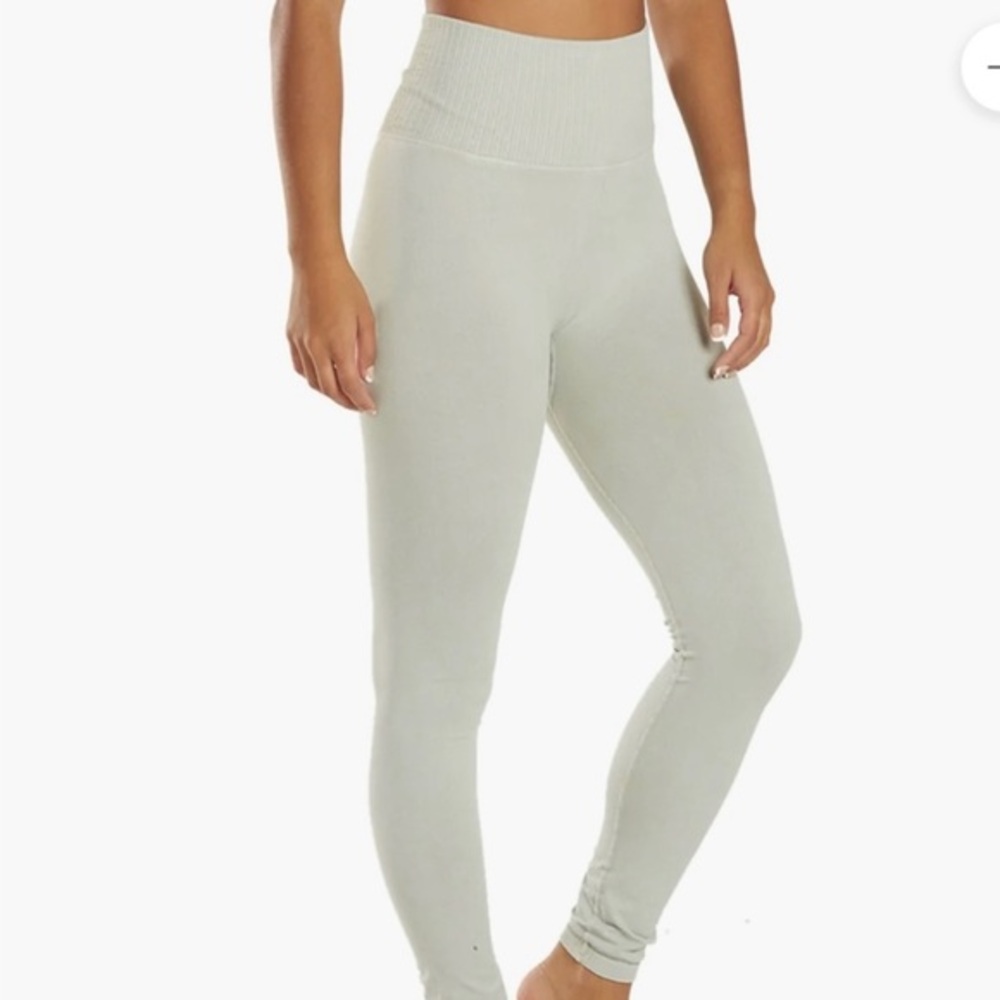 Free‎ People Movement Good Karma Leggings Sea Glass High Rise Ribbed Waist M/L